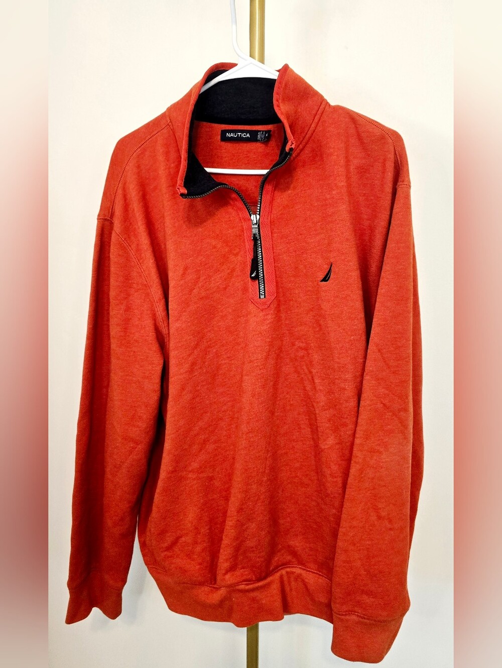 Nautica Quarter Zip Pullover Sweatshirt Mock Neck Fleece Casual Preppy Golf